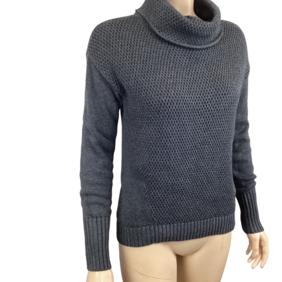 Athleta Breckenridge Charcoal Waffle Knit Pullover Sweater‎ size XS Xsmall Cowl - Picture 4 of 10